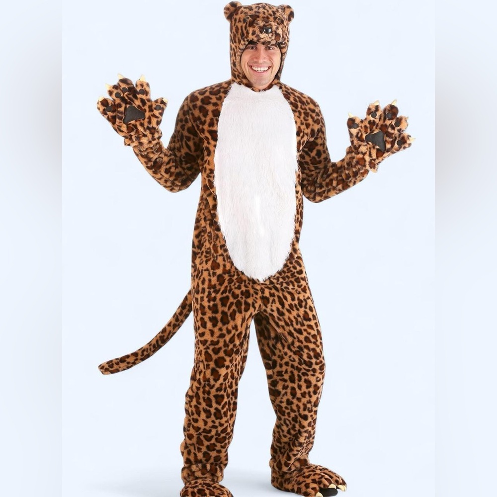 Adult Leapin’ Leopard (Cheetah) Print Halloween Costume/Onesie -XLarge